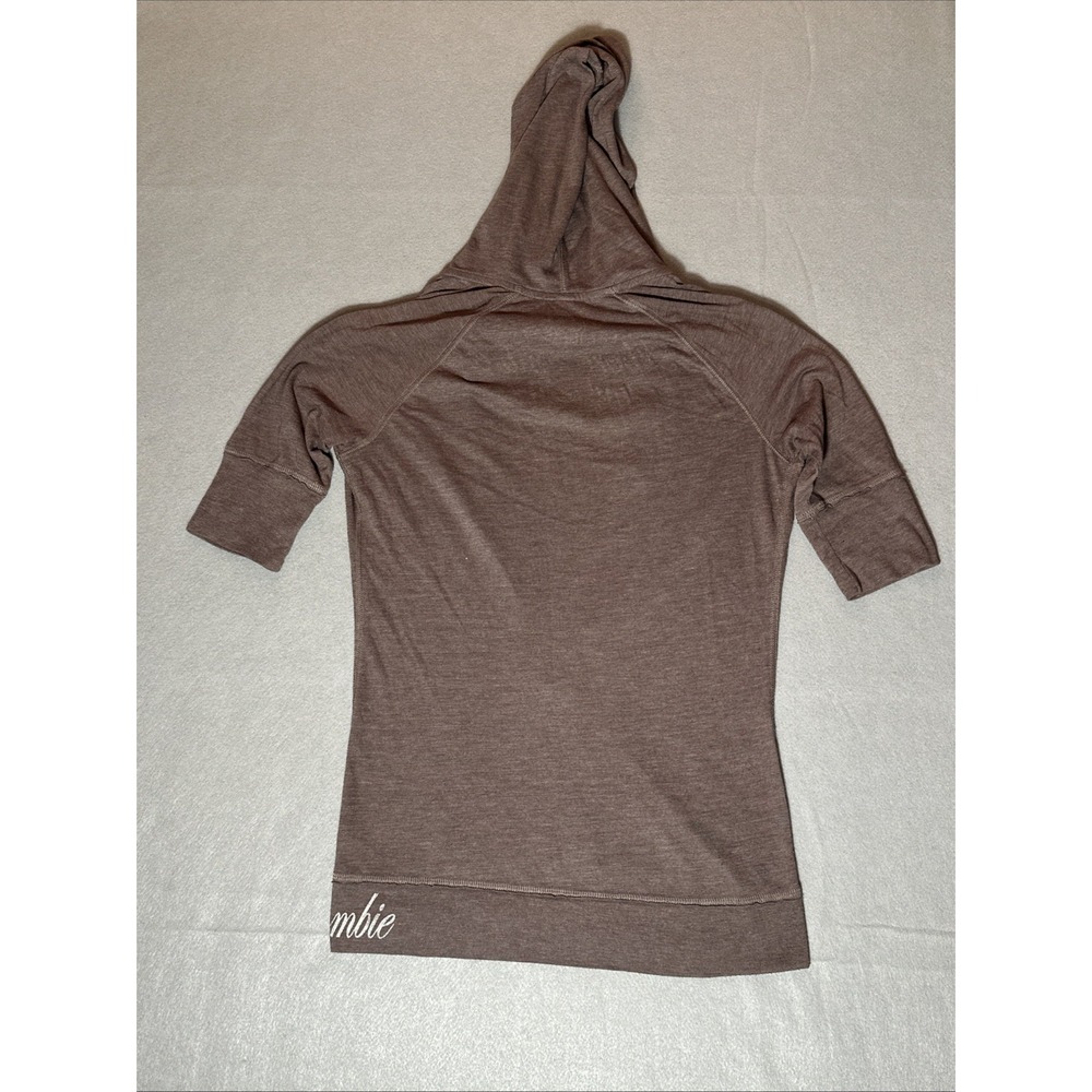 Abercrombie & Fitch Women's Vintage Y2K Quarter Sleeve Hooded Athletic Top - Picture 3 of 6